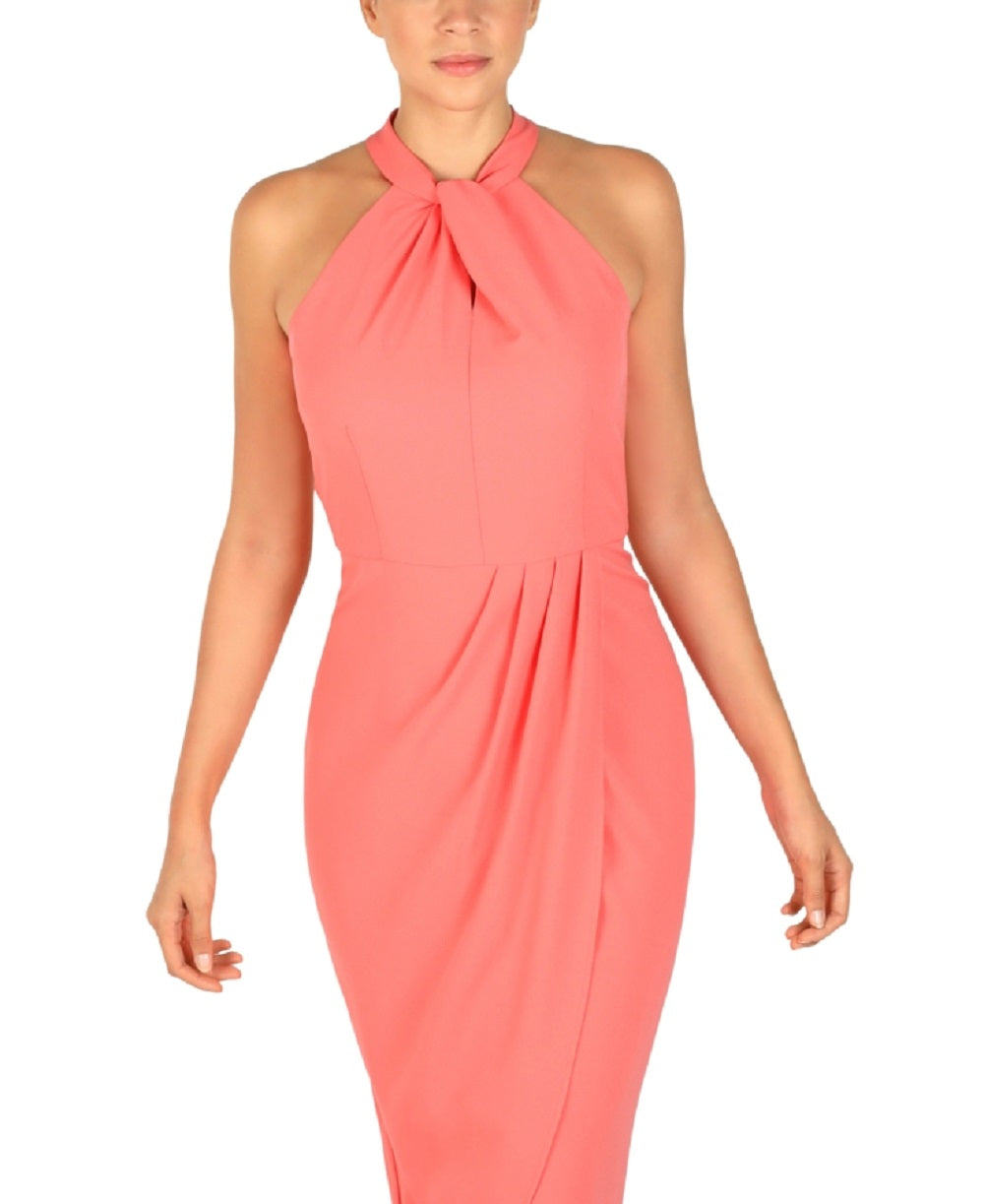 Vestido feminino Julia Jordan com decote halter e nó, laranja, tamanho 8