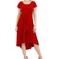 Vestido midi alto e baixo feminino Robbie Bee, vermelho, tamanho grande