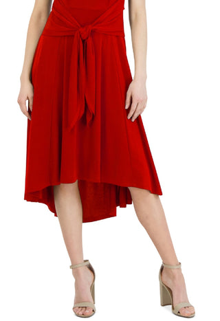 Vestido midi alto e baixo feminino Robbie Bee, vermelho, tamanho grande