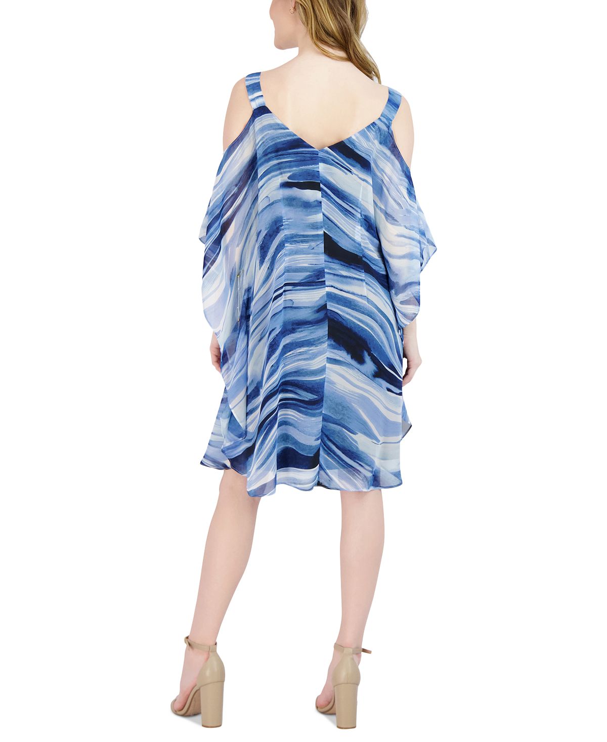 Vestido curto kaftan Robbie Bee feminino, azul, tamanho 6, pequeno
