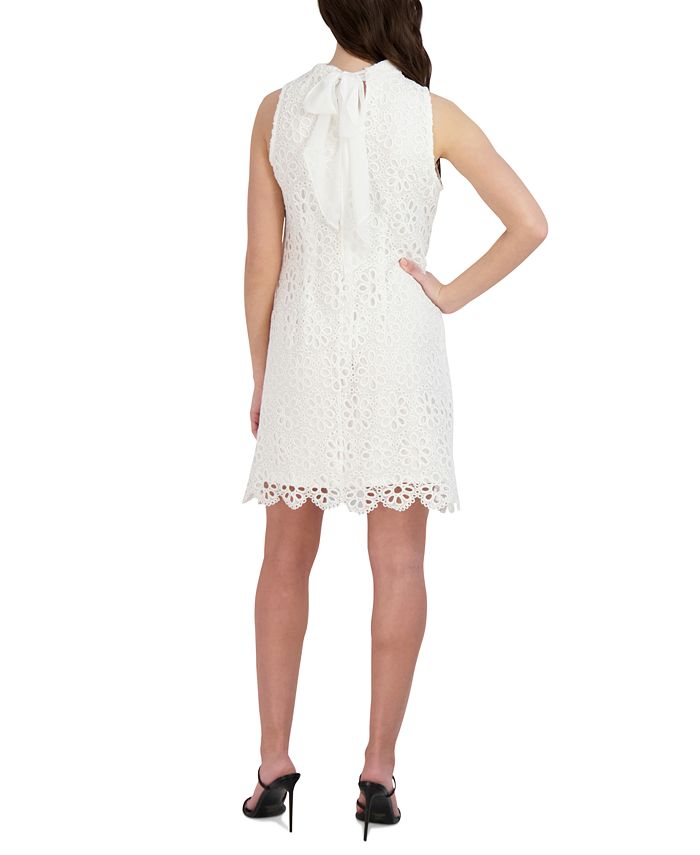 Vestido feminino Robbie Bee sem mangas com renda evasê, tamanho 6, branco, pequeno