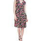 Vestido de malha com babados Robbie Bee feminino, preto, tamanho pequeno médio
