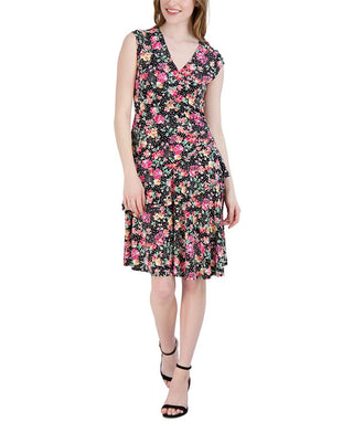 Vestido de malha com babados Robbie Bee feminino, preto, tamanho pequeno médio