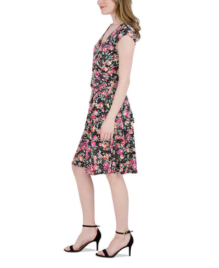 Vestido de malha com babados Robbie Bee feminino, preto, tamanho pequeno médio