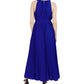 Vestido longo feminino Donna Ricco, plissado, com cinto, azul, tamanho 14
