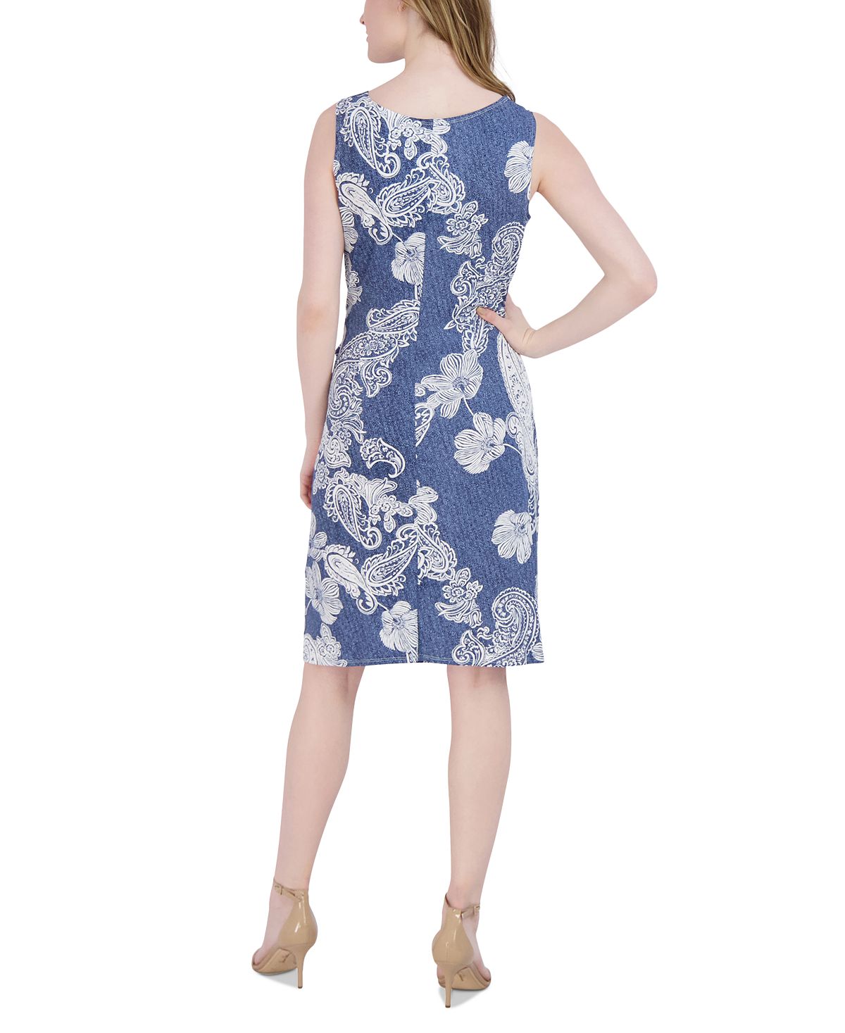 Vestido feminino Robbie Bee com estampa Paisley e amarração lateral, azul, tamanho pequeno e pequeno