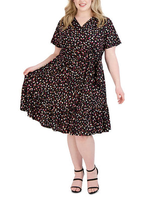 Vestido envelope falso feminino Robbie Bee, preto, tamanho 1X