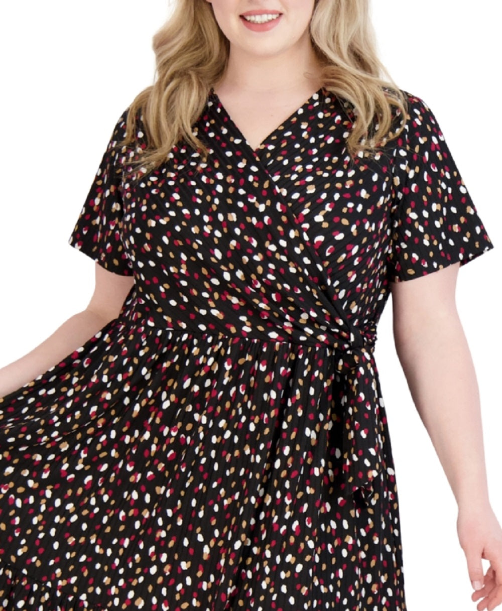 Vestido envelope falso feminino Robbie Bee, preto, tamanho 1X
