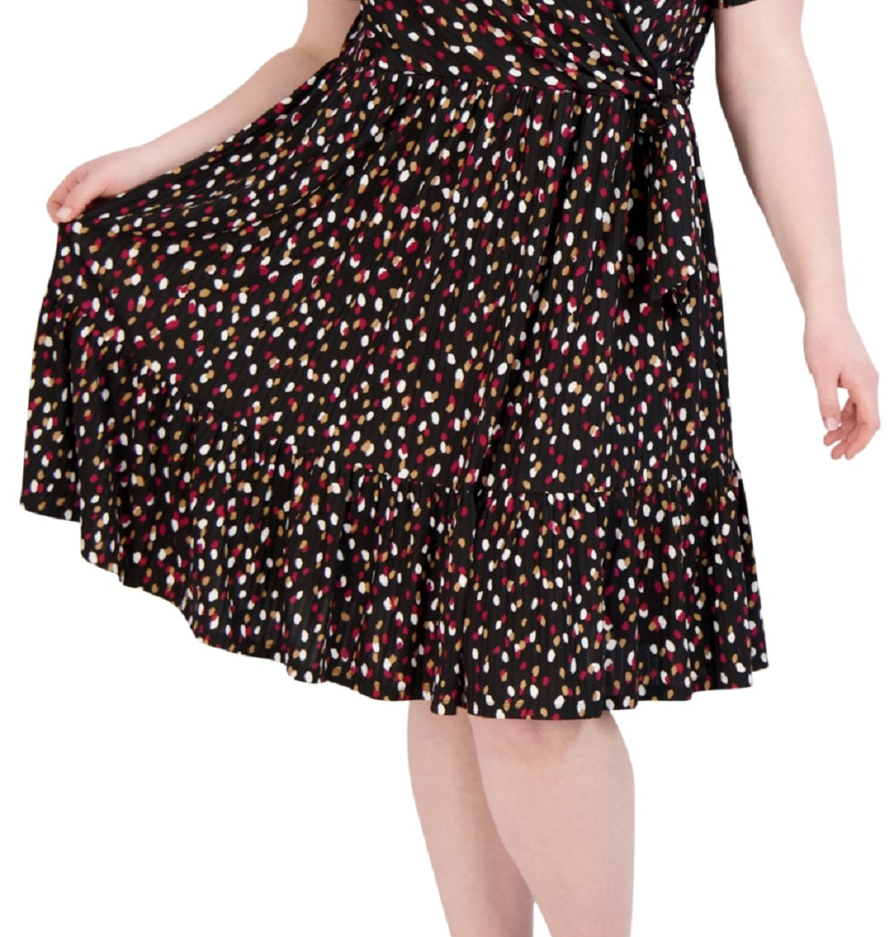 Vestido envelope falso feminino Robbie Bee, preto, tamanho 1X