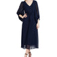 Vestido midi feminino Donna Ricco com bolinhas, azul, tamanho 16