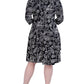 Vestido feminino Robbie Bee com decote em V e manga 3/4, evasê, preto, tamanho 2X