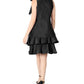 Vestido trapézio com decote em arco e bainha em camadas Robbie Bee feminino, preto, tamanho 8 pequeno
