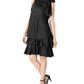 Vestido trapézio com decote em arco e bainha em camadas Robbie Bee feminino, preto, tamanho 8 pequeno