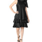 Vestido trapézio com decote em arco e bainha em camadas Robbie Bee feminino, preto, tamanho 8 pequeno