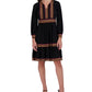 Vestido de malha com acabamento contrastante Robbie Bee feminino, preto, tamanho pequeno grande