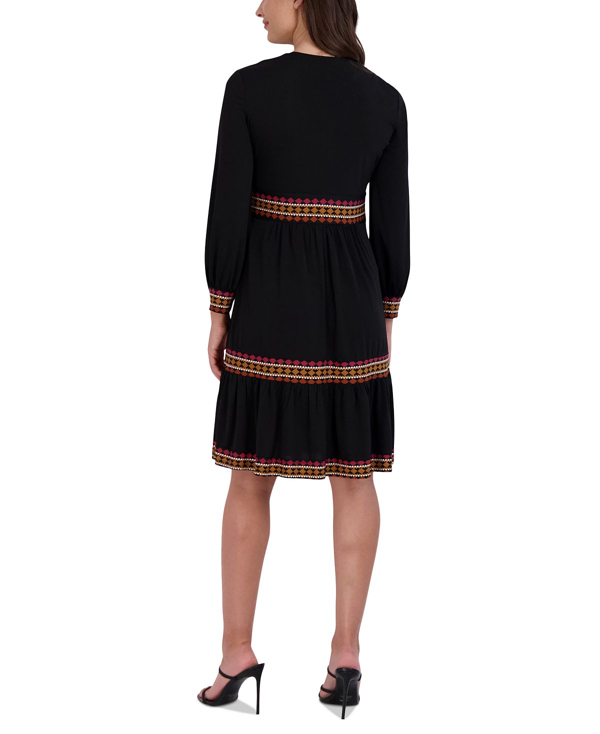 Vestido de malha com acabamento contrastante Robbie Bee feminino, preto, tamanho pequeno grande