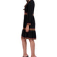 Vestido de malha com acabamento contrastante Robbie Bee feminino, preto, tamanho pequeno grande