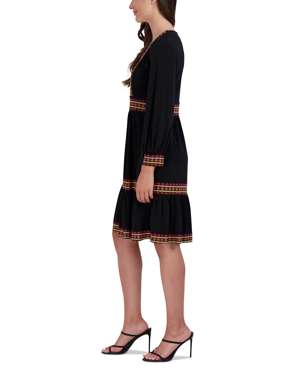 Vestido de malha com acabamento contrastante Robbie Bee feminino, preto, tamanho pequeno grande
