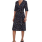 Vestido midi de malha com decote em V e manga curta Robbie Bee feminino, preto, tamanho pequeno