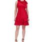 Vestido trapézio Robbie Bee feminino com decote em arco e bainha em camadas, vermelho, tamanho 6 pequeno
