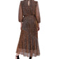 Vestido Donna Ricco Feminino com Lantejoulas e Plisse, Ajuste e Flare, Marrom, Tamanho 16