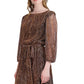 Vestido Donna Ricco Feminino com Lantejoulas e Plisse, Ajuste e Flare, Marrom, Tamanho 16