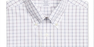 Brooks Brothers Men's Regent Slim Fit Non Iron Check Supima Cotton Dress Shirt White Size 17.5X33