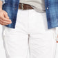 Shorts cargo masculino Polo Ralph Lauren de sarja com aba e bolsos, branco, tamanho 30