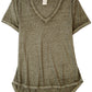 American Rag Blusa feminina com decote em V e manga curta, verde, tamanho extragrande