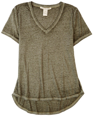 American Rag Blusa feminina com decote em V e manga curta, verde, tamanho extragrande