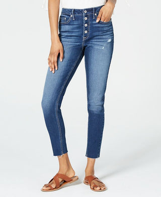 Calça jeans skinny American Rag Junior com botões rasgados, azul, tamanho 11