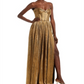 Vestido sem alças Florence metálico feminino Bronx and Banco, amarelo, tamanho X-S