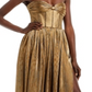 Vestido sem alças Florence metálico feminino Bronx and Banco, amarelo, tamanho X-S