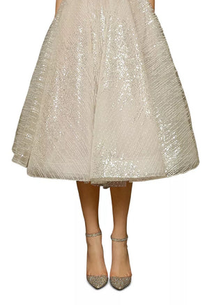 Vestido midi de noiva Mademoiselle feminino Bronx and Banco, tamanho médio, branco