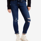 Calça jeans skinny rasgada Levi's 711 feminina Damage Is Done Wash, azul, tamanho 24x30