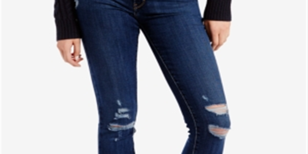 Calça jeans skinny rasgada Levi's 711 feminina Damage Is Done Wash, azul, tamanho 24x30