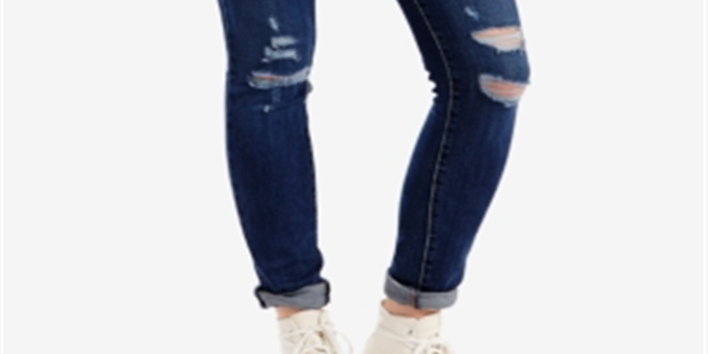 Calça jeans skinny rasgada Levi's 711 feminina Damage Is Done Wash, azul, tamanho 24x30