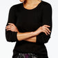 Pijama feminino Alfani com decote redondo, preto, tamanho X-S