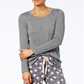 Pijama feminino Alfani com decote redondo, cinza, tamanho pequeno