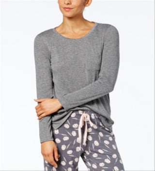 Pijama feminino Alfani com decote redondo, cinza, tamanho pequeno