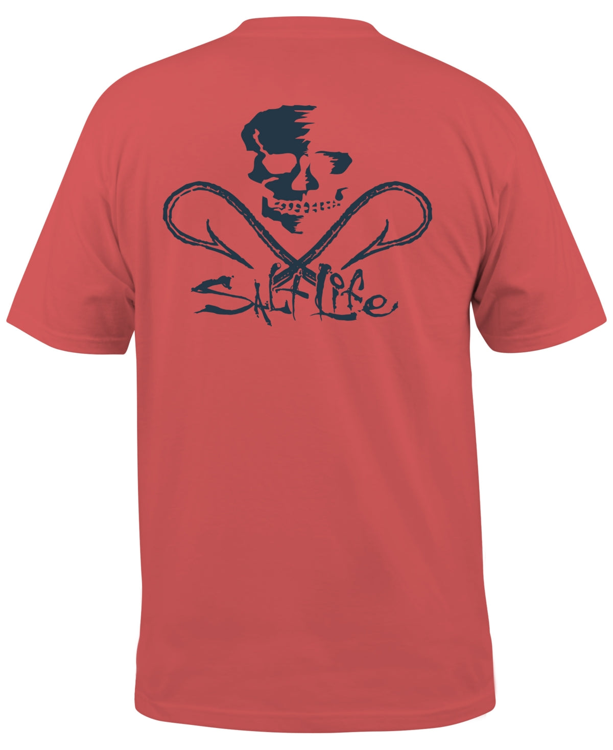 Camiseta masculina com bolso e caveira Salt Life, tamanho P, coral