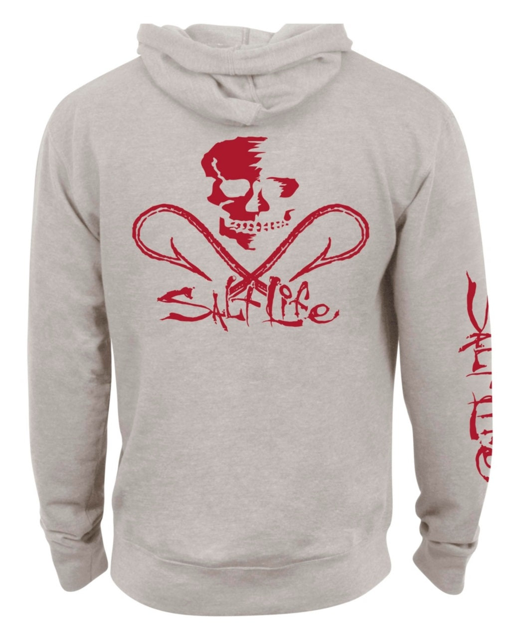 Moletom com capuz masculino Salt Life Skull and Hooks Bege, tamanho médio