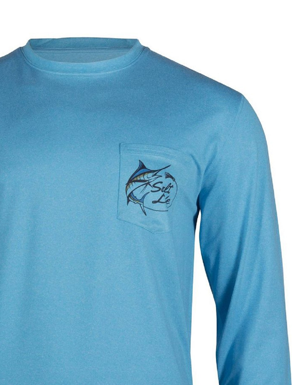 Camiseta masculina Salt Life Marlin Lure Performance de manga comprida, azul, tamanho médio