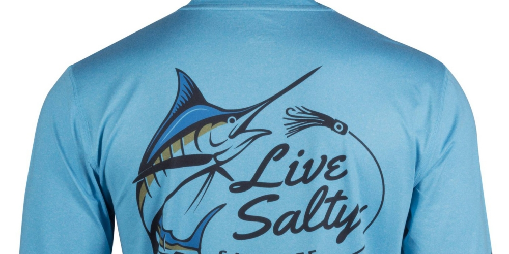 Camiseta masculina Salt Life Marlin Lure Performance de manga comprida, azul, tamanho grande