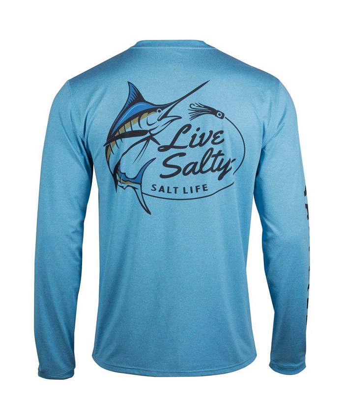 Camiseta masculina Salt Life Marlin Lure Performance de manga comprida, azul, tamanho extragrande