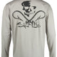 Camiseta de pesca masculina Salt Life Performance com logotipo gráfico de manga comprida, cinza, tamanho extragrande