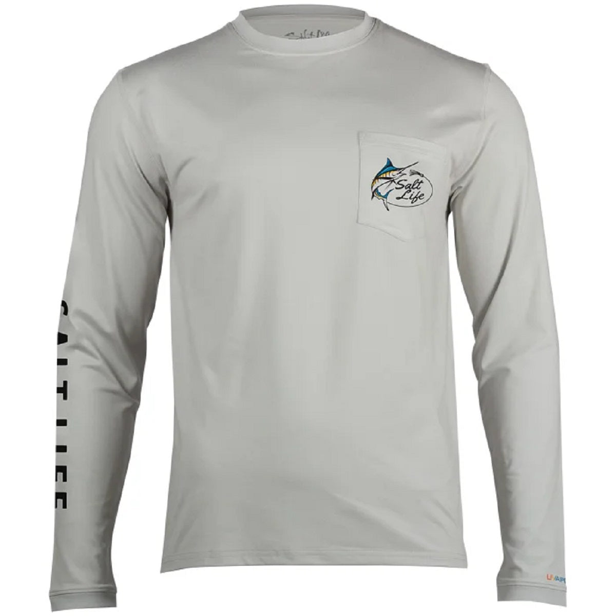 Camiseta masculina Salt Life Marlin Lure Performance de manga comprida, cinza, tamanho grande