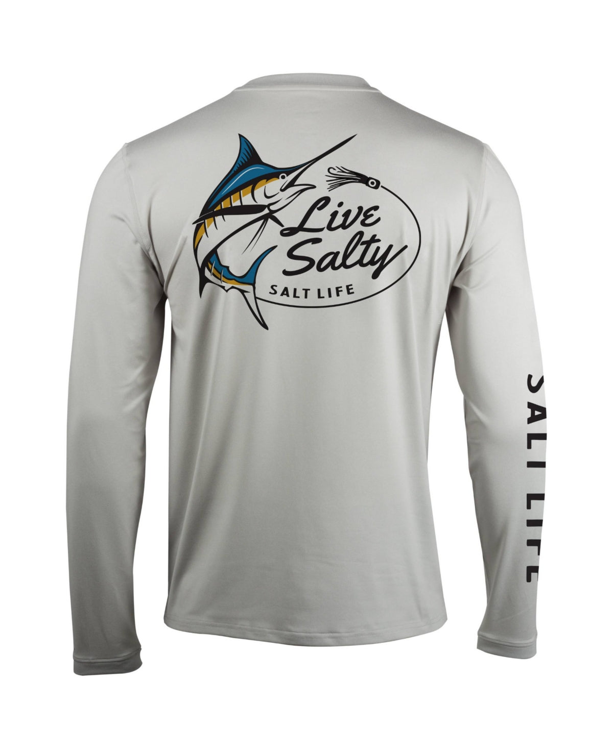 Camiseta masculina Salt Life Marlin Lure Performance de manga comprida, cinza, tamanho grande
