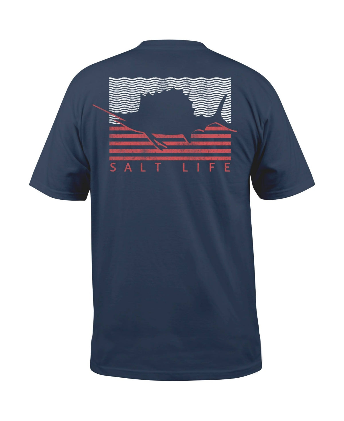 Camiseta masculina de manga curta com bolso e bandeira de vela Salt Life, azul, tamanho grande