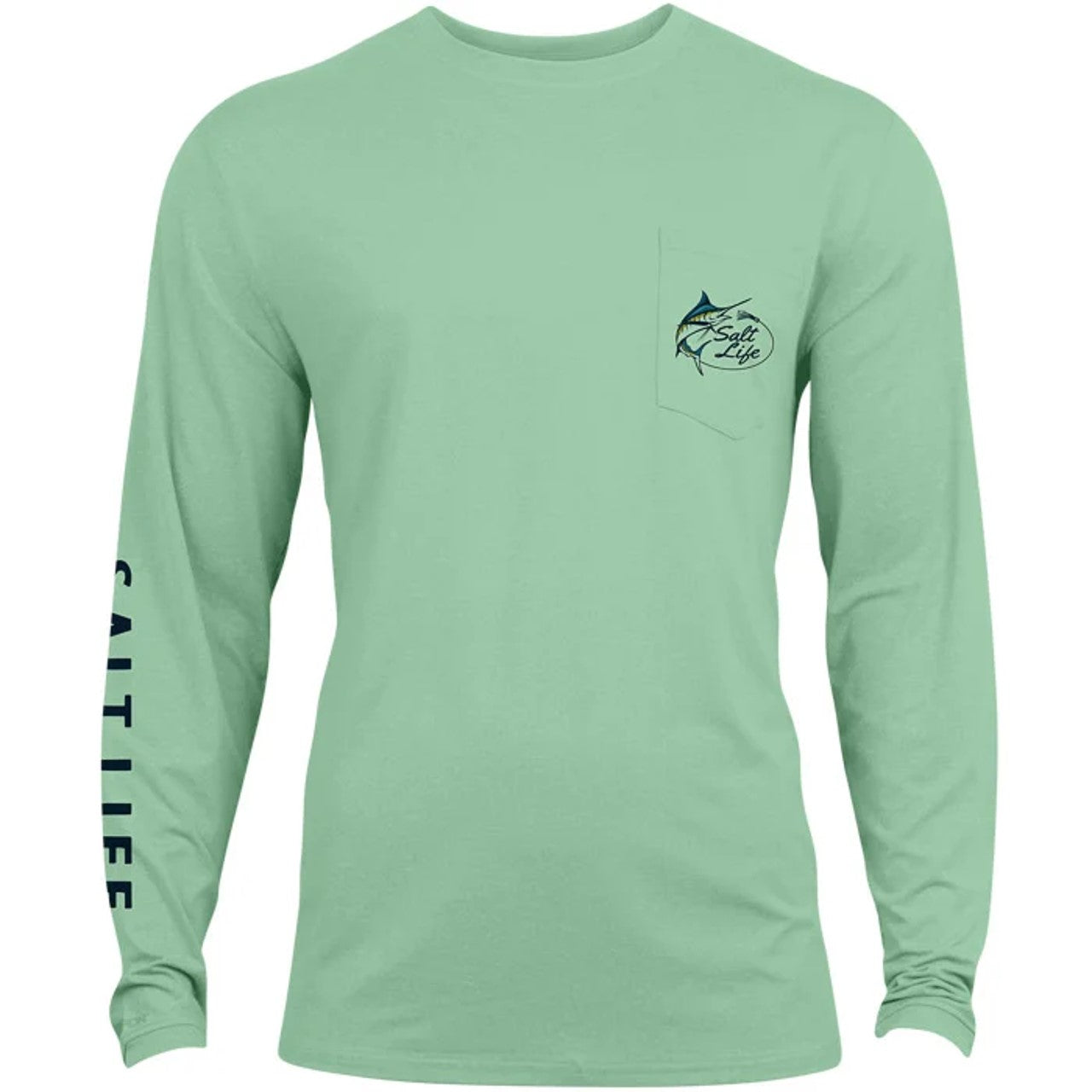 Camiseta masculina de manga comprida Salt Life Marlin Lure Performance - Verde mesclado sálvia, tamanho 2XL